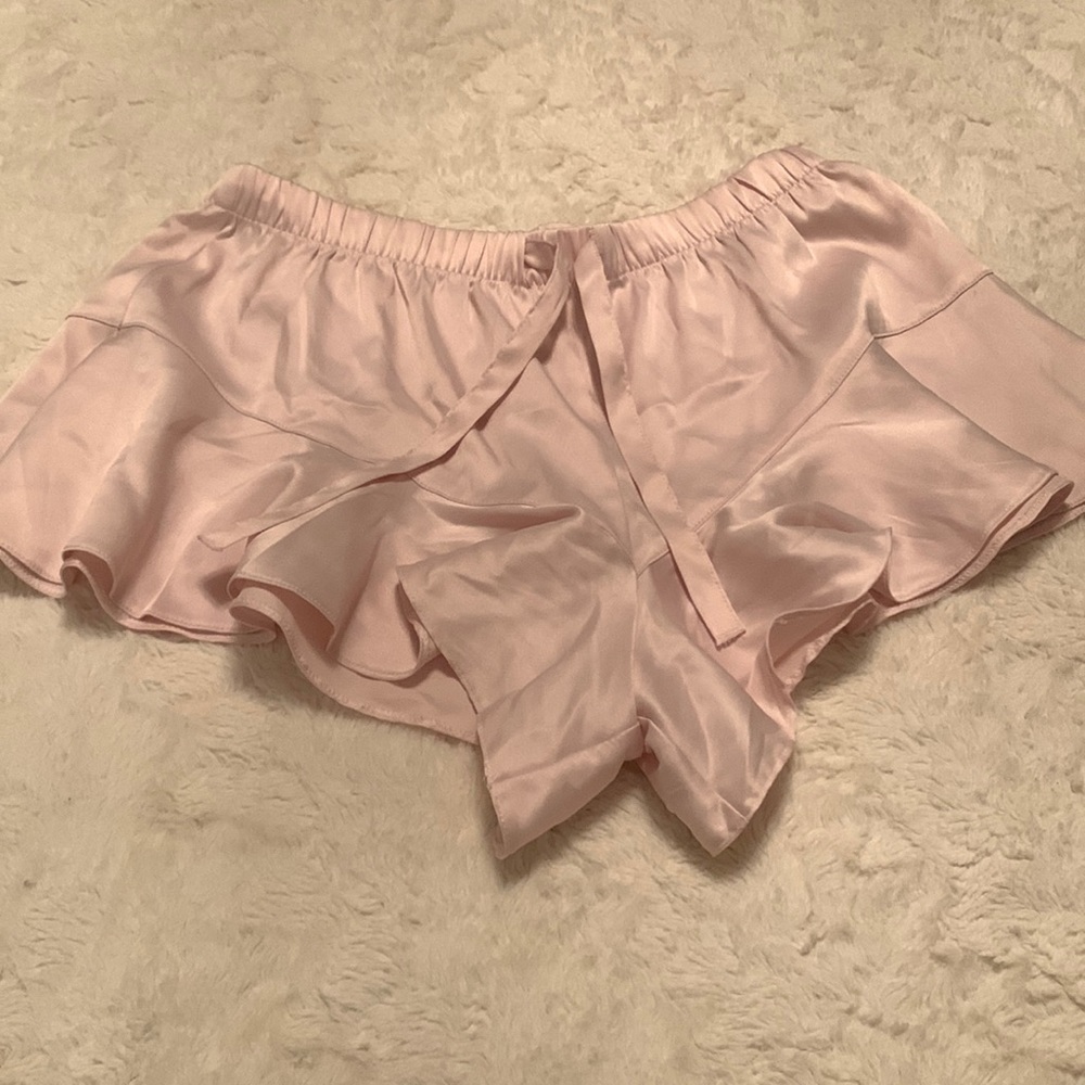 Silky ruffle pajama shorts